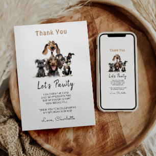 Cartão De Agradecimento Cão Vamos Pawty Birthday