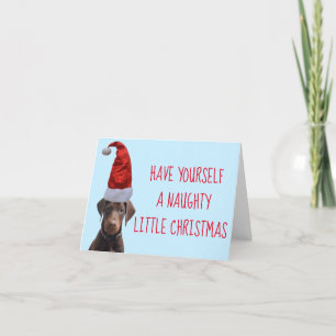 Cartão De Agradecimento Cãozinho de Doberman vermelho bonito com o Natal