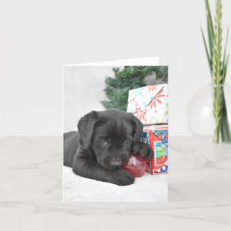 Cartão De Agradecimento Cãozinho preto Labrador com presentes de Natal