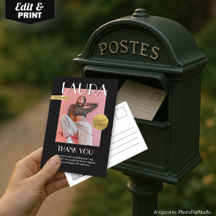 Cartão De Agradecimento Capa de Revista Personalizada de Aniversário Moder