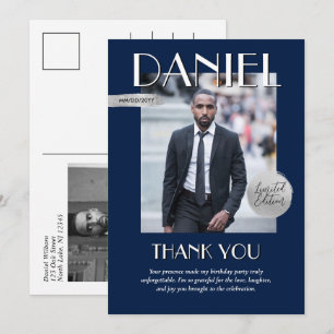 Cartão De Agradecimento Capa de Revista Personalizada de Aniversário Moder