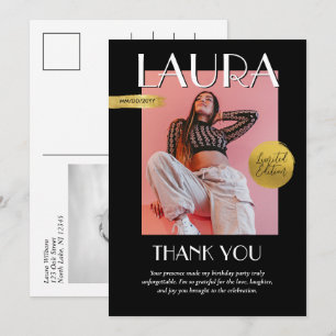 Cartão De Agradecimento Capa de Revista Personalizada de Aniversário Moder
