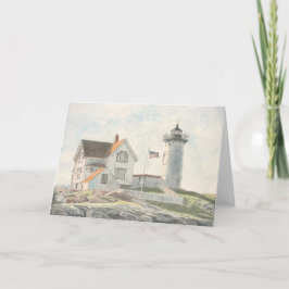Cartão De Agradecimento Cape Neddick Lighthouse Watercolor