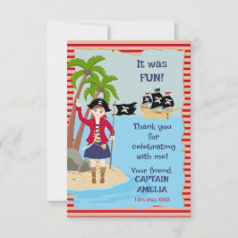 Cartão De Agradecimento Capitão da Festa de aniversário do navio pirata