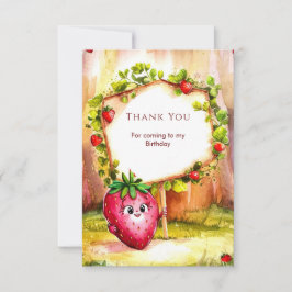 Cartão De Agradecimento Caprichoso Boho Morango Fruta Aniversário