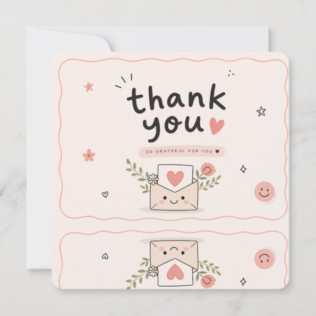 Cartão de Agradecimento Caprichoso e Fofo (Frente)