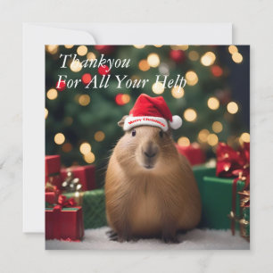 Cartão De Agradecimento "Capybara Claus: Uma Maravilha Festiva Bokeh"