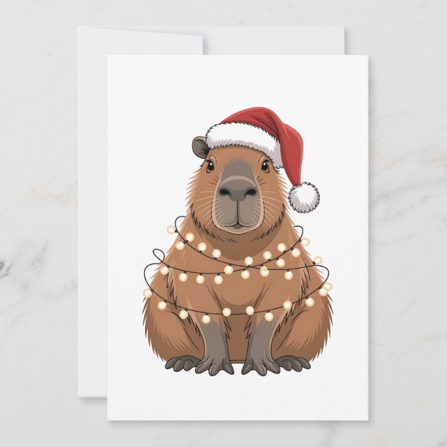 Cartão De Agradecimento Capybara Xmas Correspondendo a Papais noeis Engraç (Frente)