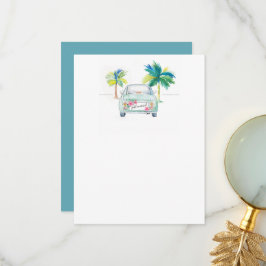 Cartão De Agradecimento Car Tropical Bastante E Palmeiras Aquarela