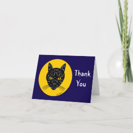 Cartão De Agradecimento Cara de Gato Preto