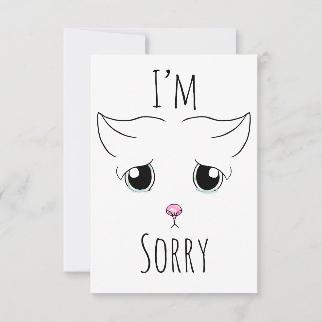 Cartão De Agradecimento Cara de Gato Triste: Desculpe (Frente)