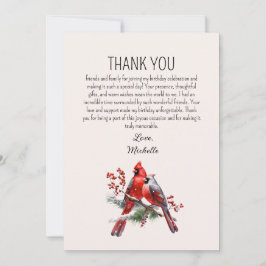 Cartão De Agradecimento Cardinais Vermelhos Pássaros Mulheres Aniversário