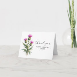 Cartão De Agradecimento Cardo Mariano Roxo Floral Casamento Obrigado 