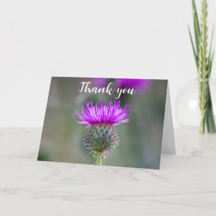 Cartão De Agradecimento Cardo roxo Floral Escocesa Obrigada 