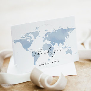 Cartão De Agradecimento CARMEN Destino Viagem Aventura Mapa Azul