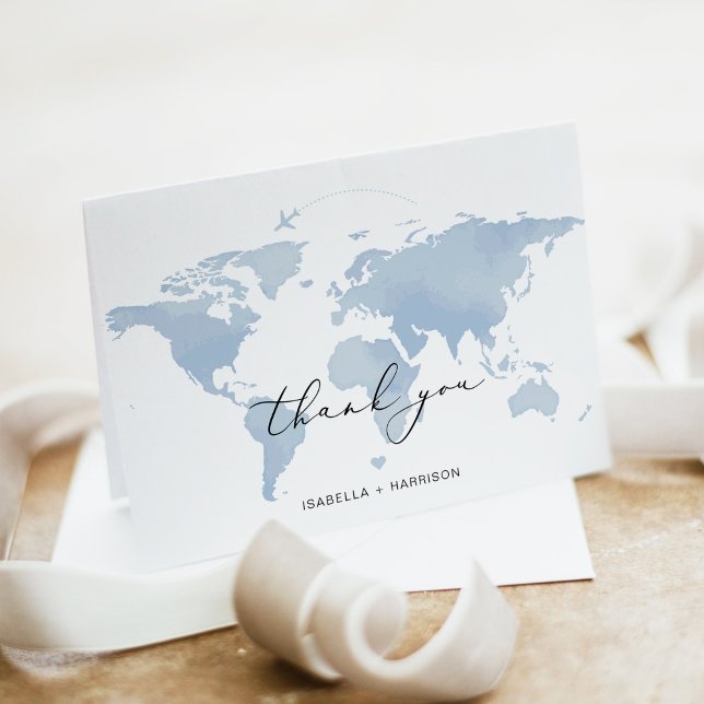 Cartão De Agradecimento CARMEN Mapa Azul de Viagem e Aventura Destino  (Criador carregado)
