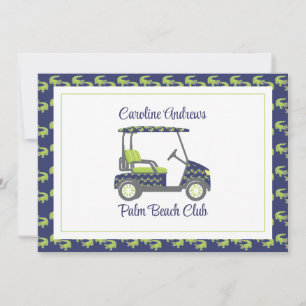 Cartão De Agradecimento Carrinho de Golfe de Jacaré Elegante de Palm Beach