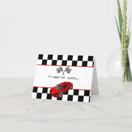 Cartão De Agradecimento Carro de Corrida Vermelho | Festa de Aniversário I
