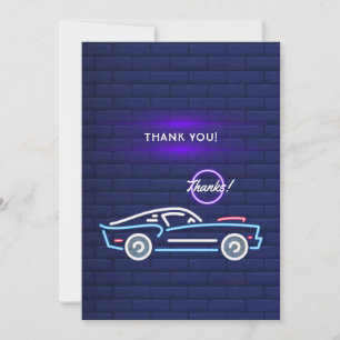 Cartão De Agradecimento Carro de Músculo Americano Neon Aniversário