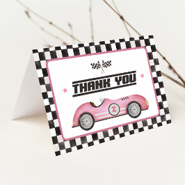 Cartão De Agradecimento Carro Race Rosa Duas Festas de aniversário Rápidas