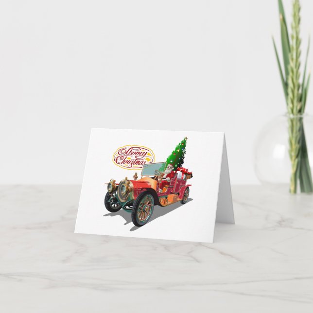 Cartão De Agradecimento Carro vintage de Natal (Frente)