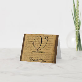 Cartão De Agradecimento Carta de Amor Vintage Fleur de Lis Casamento Agrad