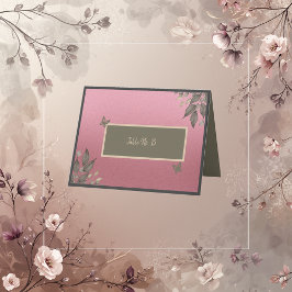 Cartão De Agradecimento carta de mesa de casamento com folhagem cor-de-ros