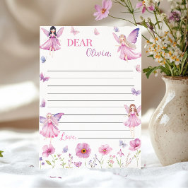 Cartão De Agradecimento Carta de Nota de Cápsula do Tempo Floral de Fada