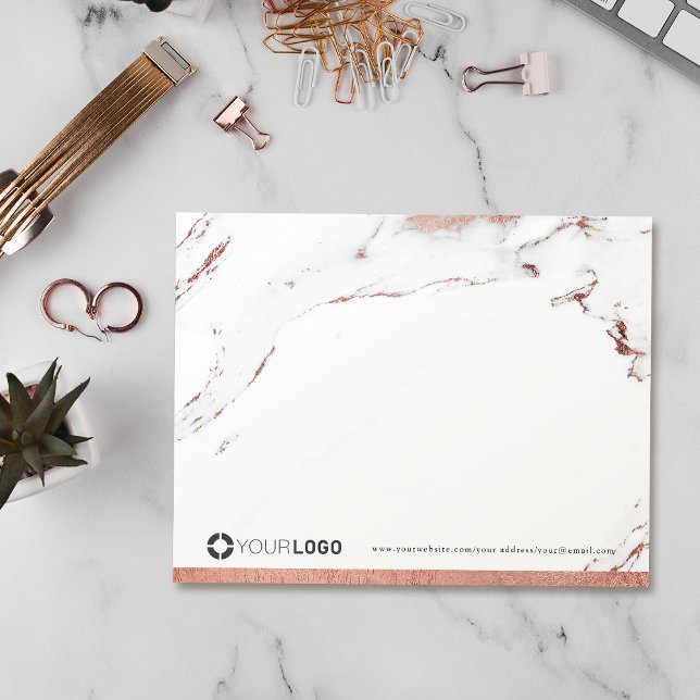 Cartão De Agradecimento Carta personalizada de mármore de luxo rosa (Luxe rose gold marble personalized Stationery logo Card)