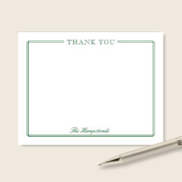 Cartão De Agradecimento Carta Verde Elegante de Script Familiar ou Casais