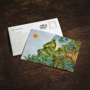 Cartão De Agradecimento Cartão-postal de cor d'água da Costa Ne Pali Kauai