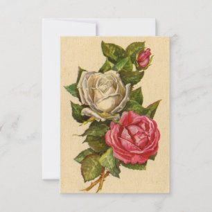 Cartão De Agradecimento Cartão-postal de férias de Rosas de Namorados Vint