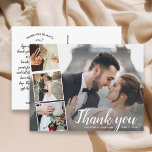 Cartão De Agradecimento Cartão-postal de Foto de Agrupamento 5x7<br><div class="desc">Diga obrigado em estilo com este "cartão postal" maior com 4 das suas fotos de casamento, acentuado com uma letra chic manchada de escrita que diz "Obrigado" ou muda para o seu texto personalizado. Adicione seus nomes e data de casamento à frente e digite sua nota de agradecimento personalizada no...</div>