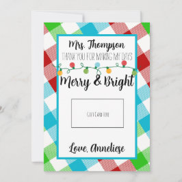 Cartão De Agradecimento Cartão-presente de Natal para Professores felizes 