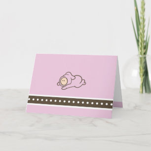 Cartão De Agradecimento Cartãozinho Cutietoots Rosa e Marrom para Bebê