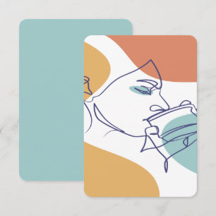 Cartão De Agradecimento cartaz de desenho de arte linear de mulher bebendo