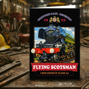 Cartão De Agradecimento Cartaz Vintage da Locomotiva a Vapor Flying Scotsm
