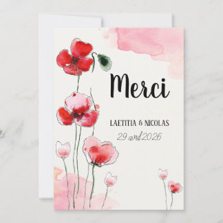 Cartão De Agradecimento Carte de Remerciements "Coquelicots"