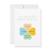 Carte demande de Parrain / Marraine -Trèfles cœurs