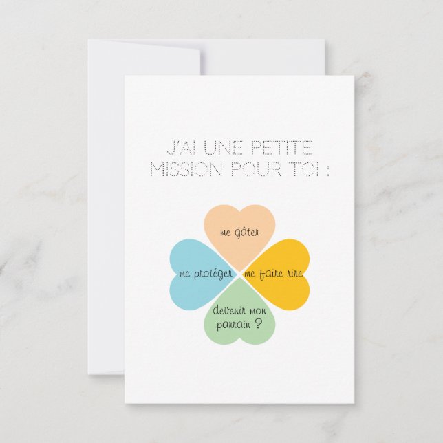 Cartão De Agradecimento Carte demande de Parrain / Marraine -Trèfles cœurs (Frente)