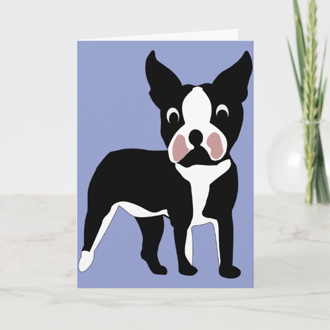 Cartão De Agradecimento Cartoon Boston Terrier Card (Frente)