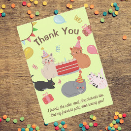 Cartão De Agradecimento Cartoon Cats Birthday Party Thank You Card