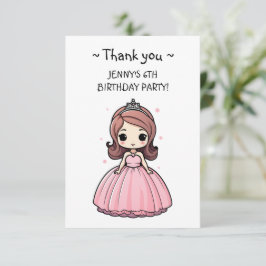 Cartão De Agradecimento Cartoon de Festa de aniversário rosa-palhaço princ