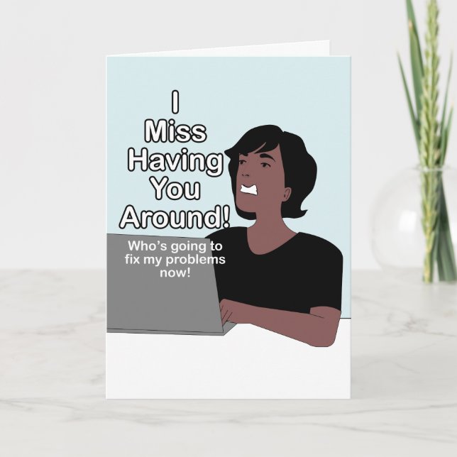 Cartão De Agradecimento Cartoon Engraçado Eu Sinto Sua Falta (Frente)