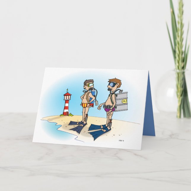 Cartão De Agradecimento Cartoon; Op duikvakantie gaan. kaart (Frente)