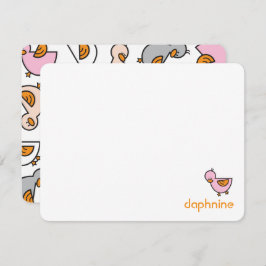 Cartão De Agradecimento Cartoon Playon Pink Ducklings Baby Girl