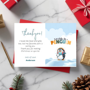 Cartão De Agradecimento Cartoonista de Natal Chillin Como um Pinguim