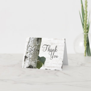 Cartão De Agradecimento Carved Heart Birch Tree Thank You