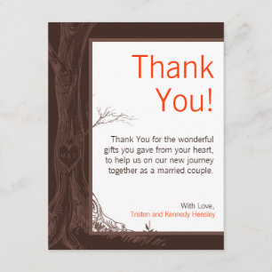 Cartão De Agradecimento Carvings LISOS da inicial da árvore da queda dos