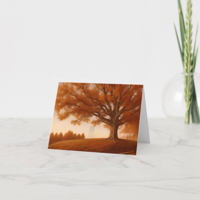 Cartão De Agradecimento Cary NC Tree e Water Tower Notecard (Frente)